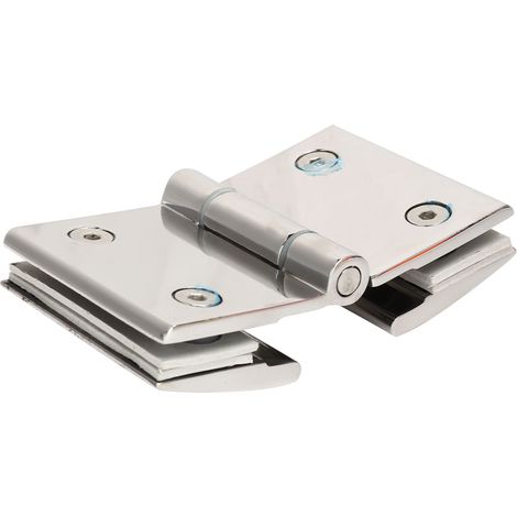 Charnière double face plate inoxydable pour porte en verre, paumelle de douche salle de bain, fixation vitrage, quincaillerie robuste (1/5)