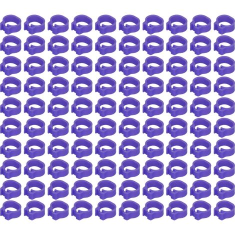100 Bagues de marquage pour pigeons 8mm, anneaux de patte volaille, bagues d'identification sans inscription, fournitures avicoles, couleur violette (1/5)