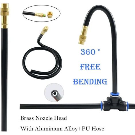 Buse de brumisation à 360° (20 cm pour tuyau de 10 mm) - Pulvérisateur en laiton à atomisation réglable - Arrosage facile - Compatible avec tuyaux PE de 6/8/10/12 mm