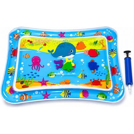 Sensorische Wassermatte für Katzen – Spielmatte mit beweglichen Fischen – 69 x 50 x 8 cm große Kühlmatte – inklusive Luftpumpe – kratzfestes PVC-Katzenspielzeug für den Sommer (1/5)