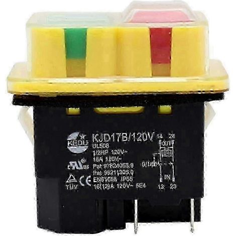 Bouton-poussoir électromagnétique étanche industriel Kedu Kjd17b à 4 broches, 120 V, 16 A (1/5)