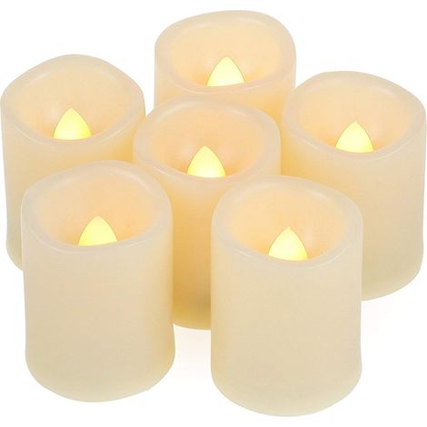 Bougies chauffe-plat LED sans flamme vacillantes à piles avec minuterie/6 heures allumées et 18 heures éteintes par cycle, bougies chauffe-plat LED pour extérieur Halloween, citrouille, décorations (1/5)