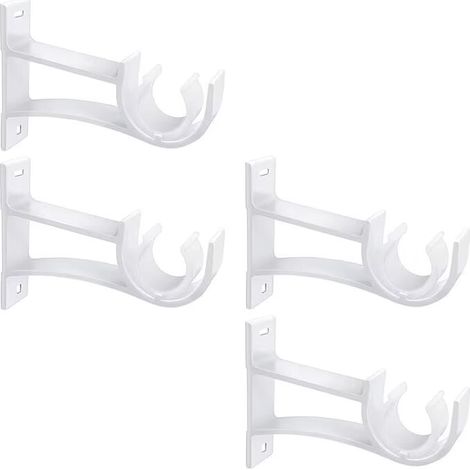 Lot de 4 supports de tringle à rideaux robustes en métal blanc de 26 mm pour tringle à rideaux de 26 mm à 32 mm (1/5)