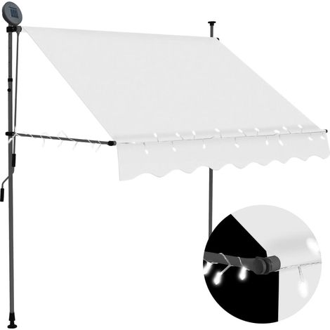 Auvent manuel rétractable avec LED - Auvent de jardin Soleil imperméable 100 cm Crème BV277168 - BonneVie (1/5)