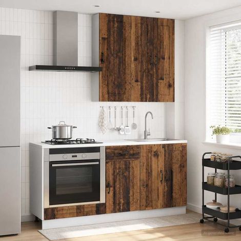 vidaXL Unité de cuisine KALMAR 5 pcs Bois ancien Bois d'ingénierie (1/5)