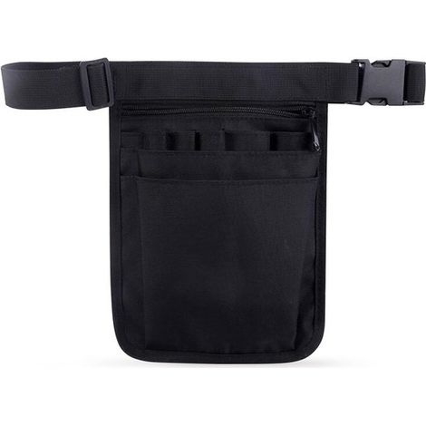 Riñonera resistente para el trabajo，Bolso multifuncional con múltiples compartimentos para profesionales de la salud y personal de tiendas，Negro (1/5)