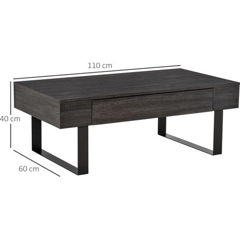 Table d'appoint avec tiroir et étagères, piètement acier, design moderne pour salon, rangement intégré pratique, plateau compact et fonctionnel (1/5)