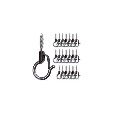 A Lot de 40 crochets de suspension en acier inoxydable avec vis pour garage, fête du Nouvel An, extérieur Fil facile à démouler et lumières LED féériques, capacité de 18 kg