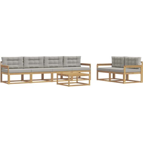 Outdoor Sofa Set with Cushion 6 pcs White and Light Grey vidaXL (1/5)