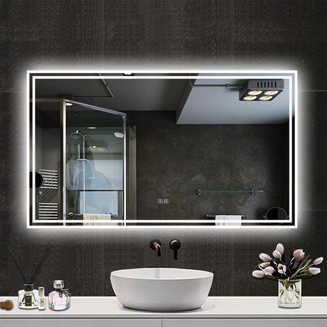 Ducha Casa Espejo de baño con led,1400 x 800mm, luz con 3 colores, función bluetooth ,antinieble, brillo regulable, función de memoria agapada, apagado automático tras una hora de inactividad