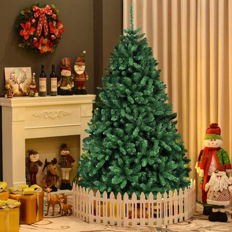 COSTWAY 180CM Weihnachtsbaum, Christbaum kuenstlich, Tannenbaum mit faltbarem Metallstaender, Kunstbaum aus PVC, Dekobaum mit 1355 Spitzen, Feiertagsdekoration fuer Zuhause, Büro, Markt, grün (1/5)