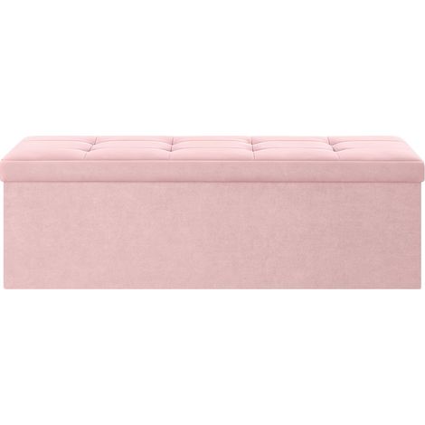 Banc de Rangement, Repose-Pieds Pliable, 38 x 110 x 38 cm, Coffre, Pouf, pour Salon, Chambre, Entrée, Rose Bonbon (1/5)