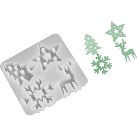 Set di 4 stampi in silicone cavi a tema natalizio per decorazioni.