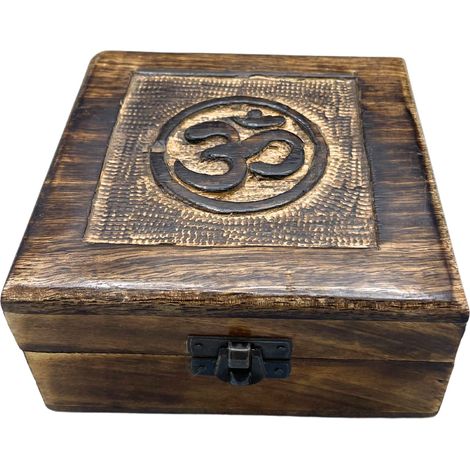 Caja de Recuerdos de Madera Cuadrada 13x13x6cm - Om