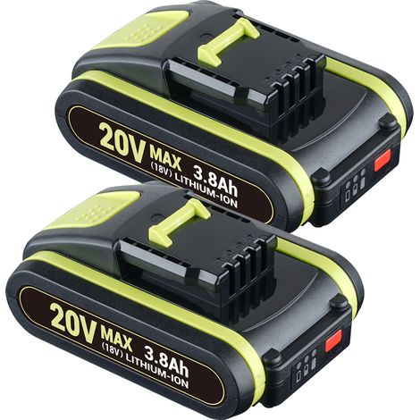 2 Stück für Worx 18V (20V Max) 3.8Ah WA3551 mit Anzeige WA3553 WR142E M700 WA3551 WA3551.1 WA3553 WA3553.1 WA3553.2 WA3556 WA3572 WA3605 WA3605