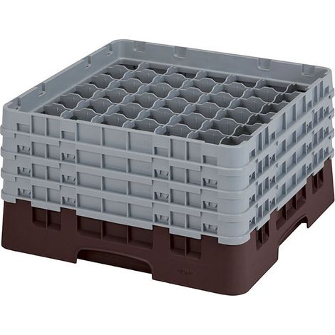 Casiers de lavage - 49 compartiments verres - Haut max 21.5 cm - 50 x 50 x 26.7 cm - Brun - Lot de 2 - Cambro