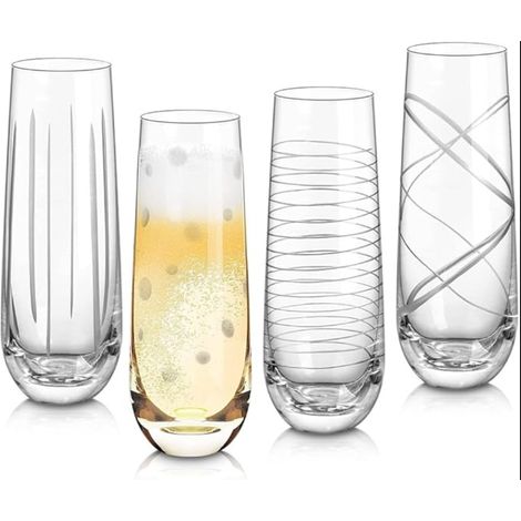 Glass Champagne Flutes Stemless Glasses for Home Restaurants Parties and Special Events Gift Idea for Men Women (1/5)