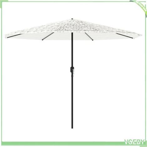 Parasol de jardin - FAFEICY - 4005116 - Carré 388x388x248 cm - Mât acier blanc - Mécanisme à manivelle (1/5)