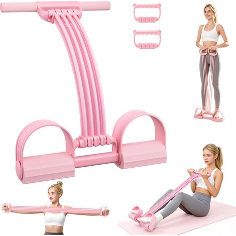 3-in-1 Resistance Band with Pedal, Tension Rope with 8 Tubes – Choose 1-8 Tubes According to Your Strength, Removable Handles, Full Body Workout, Home Sport Yoga (1/5)