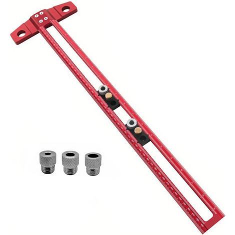 Woodworking Marking Ruler, 2-in-1 Export Type T-Shaped Angle Marking Ruler, Dual Metric and Imperial Scale, 2 Opening Marking Adjustment Blocks + 6 Sleeves (1/5)