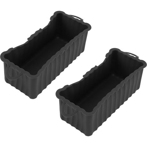 Lot de 2 bacs à graisse en silicone pour plancha Blackstone, réutilisables, rectangulaires, pour barbecue et camping, noirs. (1/5)