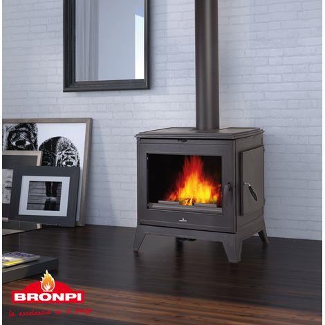 BRICOSOL ESTUFA DE LEÑA FUNDICIÓN CON PUERTA LATERAL BRONPI MODELO DERBY-9 KW