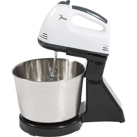 Fouet Electrique de Bureau 1.7L 7 Vitesses 350W avec 2 Bâtons Mélange et Bol Mélange Batteur Électrique pour Mélanger Légumes, Salade, Beurre, Crème, Lait, Milkshake, Crème Glacée (1/5)