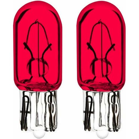 2x ampoule 12V 1.7W T6.5 W2.2x5.2D rouge wedge compteur tableau de bord voiture moto scooter (1/2)