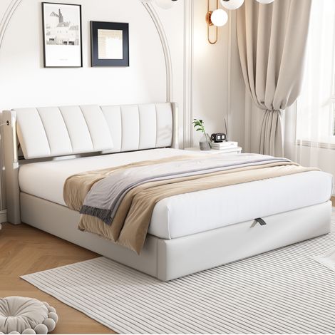 Letto matrimoniale contenitore LED PU 140x190 OKMYHOME (1/5)
