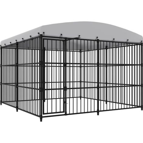 Caseta de exterior con jaula para parque de animales para perros con techo 300 x 300 x 210 cm 020000449