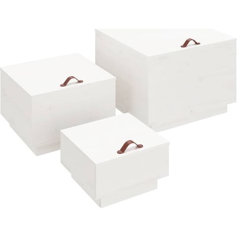 Maison Exclusive - Cajas de almacenaje con tapa 3 pzas madera mac (1/5)