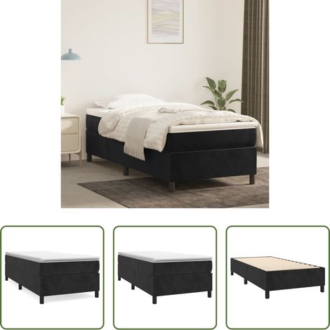 vidaXL Schlafzimmermöbel - Boxspringbettgestell Schwarz 90x200 cm Samt (1/5)