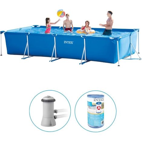 Intex – Piscine hors sol 450 x 220 x 84 cm – Construction en métal galvanisé – Capacité 7127L – Montage rapide en 30 min