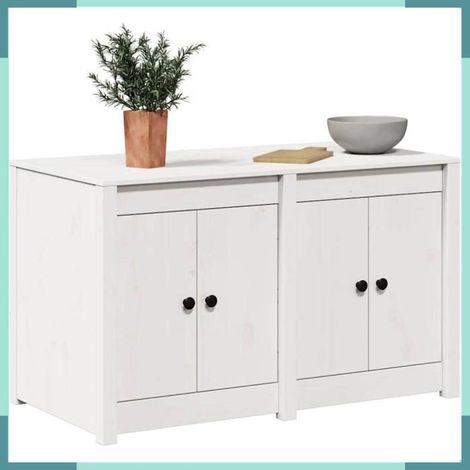 Armoire de cuisine - 868182 - Blanc - Bois de pin massif - 4 étagères (1/5)