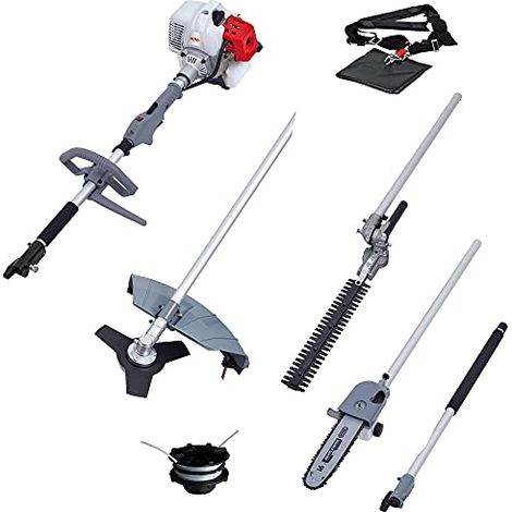 IKRA utensile multifunzione a scoppio IBKH 4in1 : decespugliatore, tagliabordi, potatore, tagliasiepi telescopico incl. prolunga (1/4)