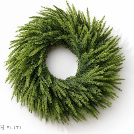 FLITI Künstlicher Kiefern-Weihnachtskranz 46 cm, realistische handgefertigte grüne Tür-/Wanddekoration (1/5)