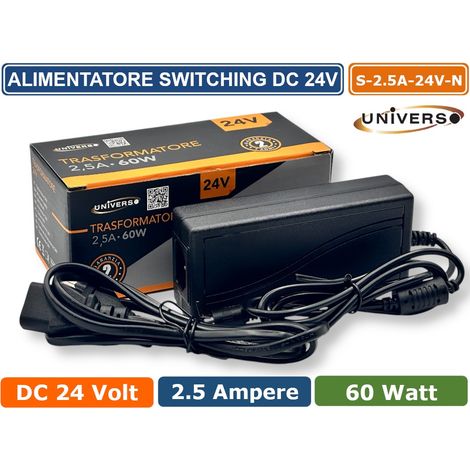 UNIVERSO S-2.5A-24V-N ALIMENTATORE DESKTOP 60W DC 24V 2.5A PLUG & PLAY CON JACK 2.1 (1/3)