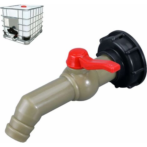 IBC Robinet Cuve Robinet d'Écoulement IBC Adaptateur de Réservoir IBC Bouchon Cuve S60x6 Vanne Robinet pour Récupérateurs Eau de Pluie Raccord Sortie Raccord (27 Mm) (1/5)