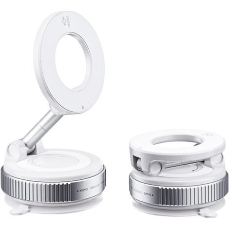 Support Magnetique Telephone Voiture – Ventouse Puissante 360° Rotation & 180° Pliage, Compatible avec Magsafe Voiture pour Tous Les Téléphones & Tableaux de Bord (Blanc) (1/5)