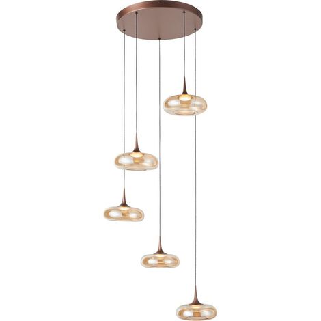 Lampada a sospensione rame ambra LED 35W Tenele Italux