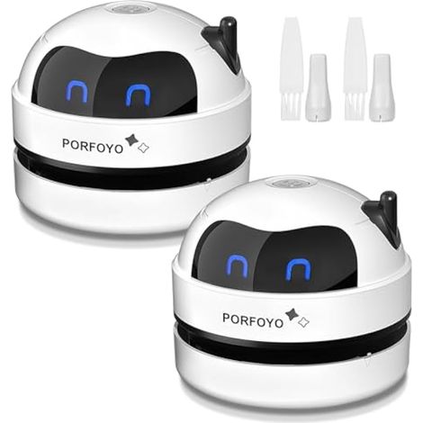 Lot de 2 mini aspirateurs de table, portables, rechargeables par USB, pour bureau, école, maison, bureau (1/5)