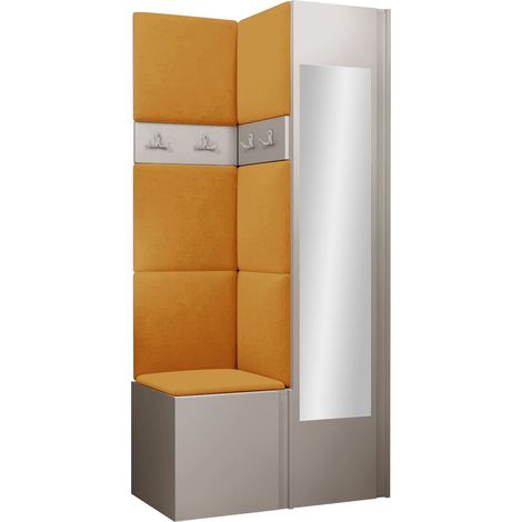 Conjunto para recibidor Pinis XXV, Manila 32, 186x82x46cm, Espejo, Aglomerado laminado, Tapiz, Colocada, Montada en la pared