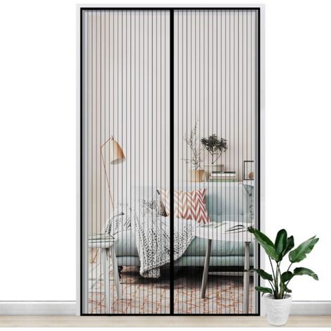 120x220CM Porte Moustiquaire Magnétique Rideau Maille Anti Moustique Mouche ou Fermeture Automatique Aimant avec Bande Scratch Sans Perçage Arrêter autres Insectes Bestioles pour Porte Fenêtr (1/5)
