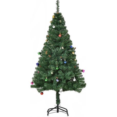 Árbol de Navidad de 150 cm con 420 ramas de PVC ignífugo, decorado y con ramas gruesas, verde. (1/5)