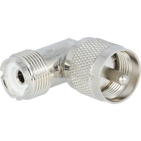 Raccord coude prise CB 18mm PL259 Male vers PL259 Femelle