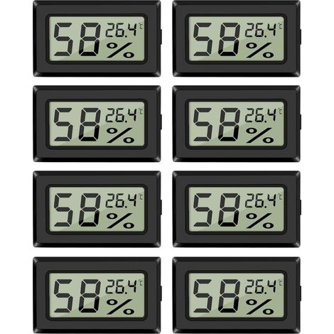 8-Pack Mini Hygrometer Thermometer, Digital Indoor Humidity Meter Monitor with Temperature Sensor for Greenhouse Cars, Home Office, Celsius (°C)