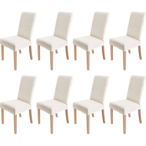 MINKUROW Set Di 8 Fodere Per Sedie Elastiche Rimovibili E Lavabili Per Sedie Da Pranzo Moderne Elastiche Per Sedie Protettive Decorazione Per Banchetti In Ufficio Festa Di Nozze (Bianco Crema) (1/5)