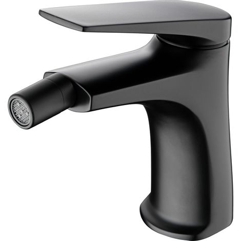 IMEX grifería en latón negro opaco para bidet con cartucho cerámico 28 mm altura 142 mm cano 130 mm incluye set 2 flexibles 3-8 – Modelo DELOS BDD055-2NG