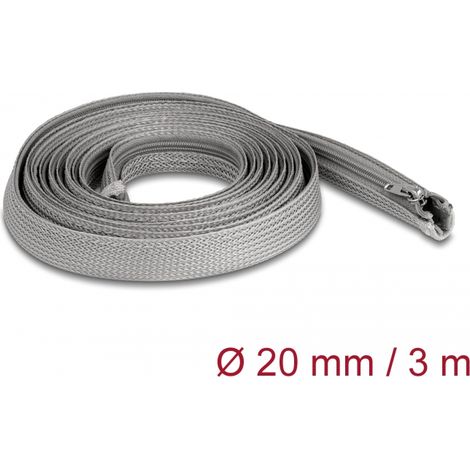 Delock Manga trenzada con cierre de cremallera resistente al calor 3 m x 20 mm gris