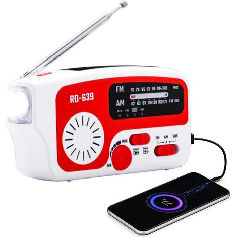 AM/FM-Notfallradio, Handkurbelradio, tragbares, solarbetriebenes Radio mit LED-Taschenlampe